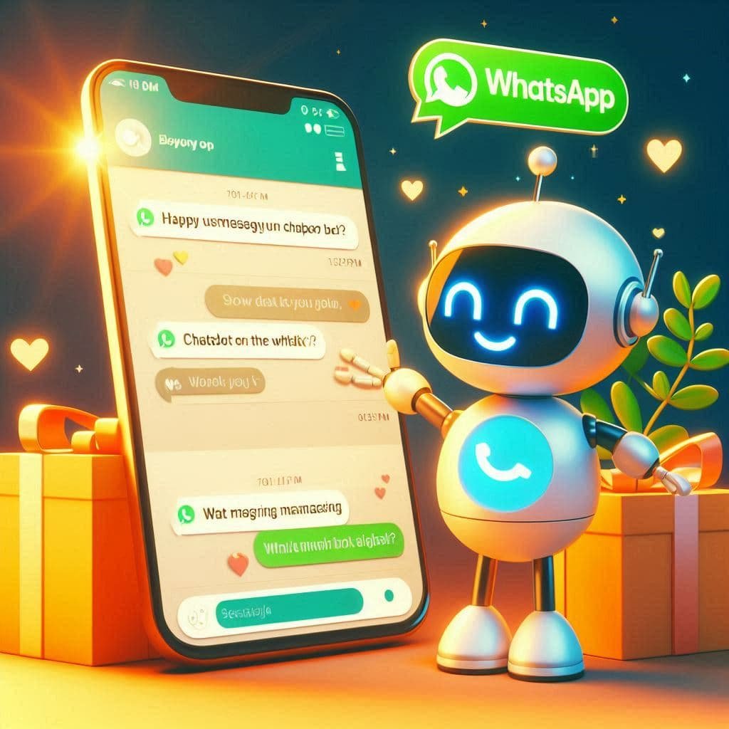 Usuário feliz interagindo com chatbot no WhatsApp via smartphone