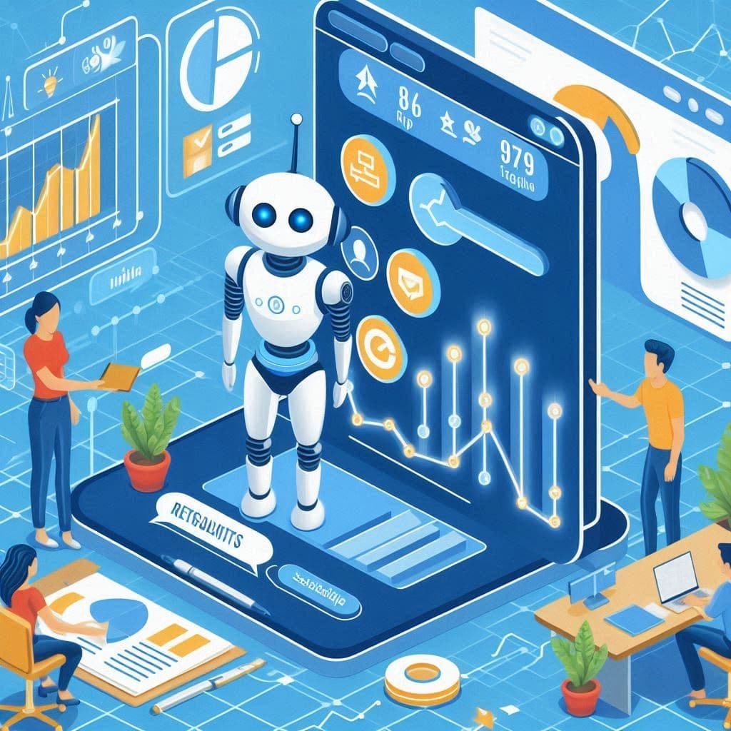  atendimento com gráficos de resultados e satisfação mostrando vantagens de um chatbot