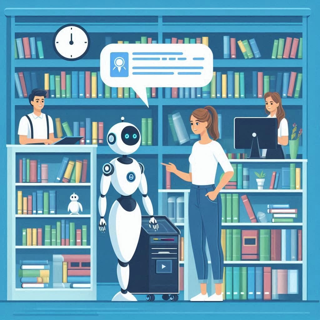 Usuário falando com chatbot- assistente virtual num site de conhecimento