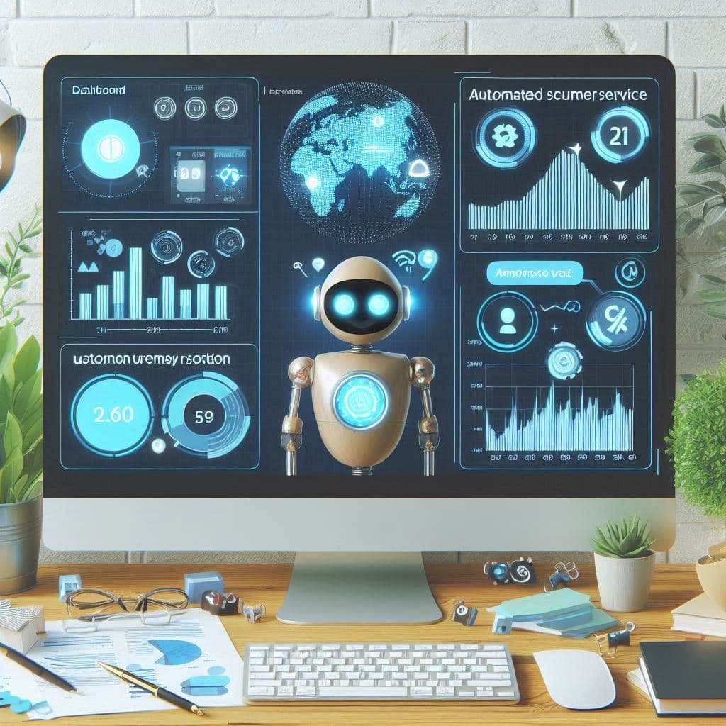 Automação de atendimento com gráficos de performance ao fundo