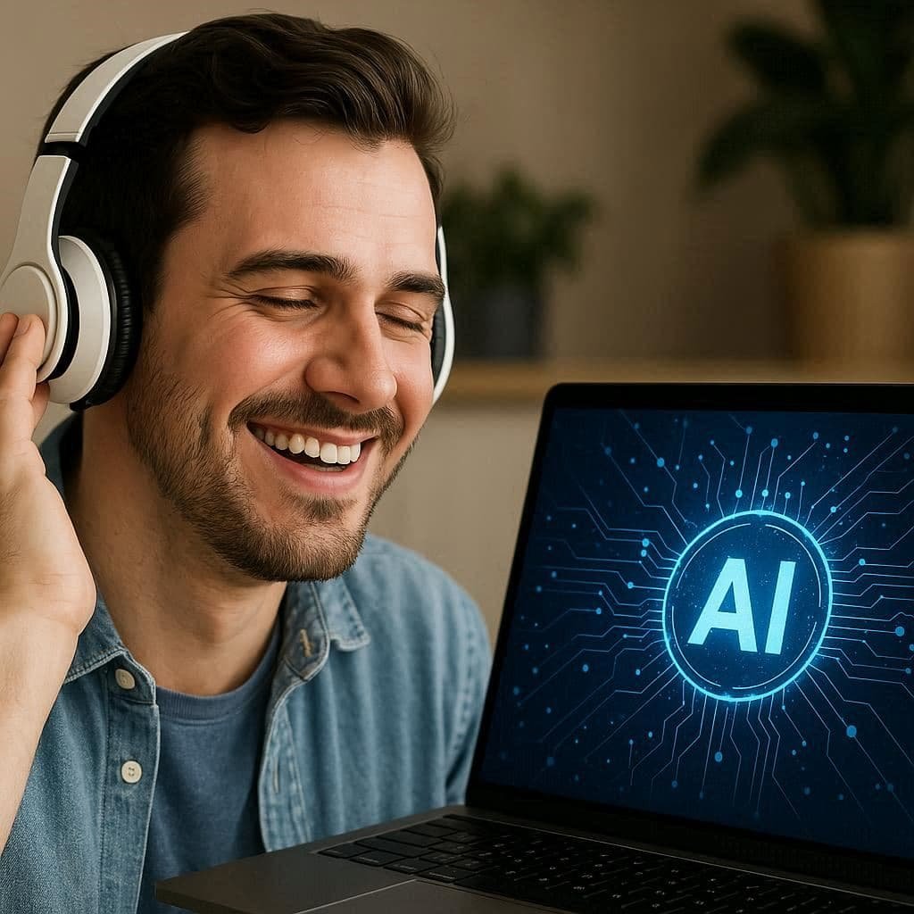 Usuário ouvindo áudio gerado pelo ElevenLabs