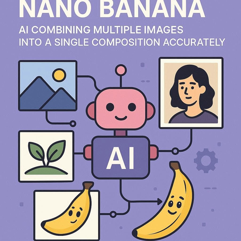 Nano Banana IA combinando várias imagens em uma única composição de forma precisa