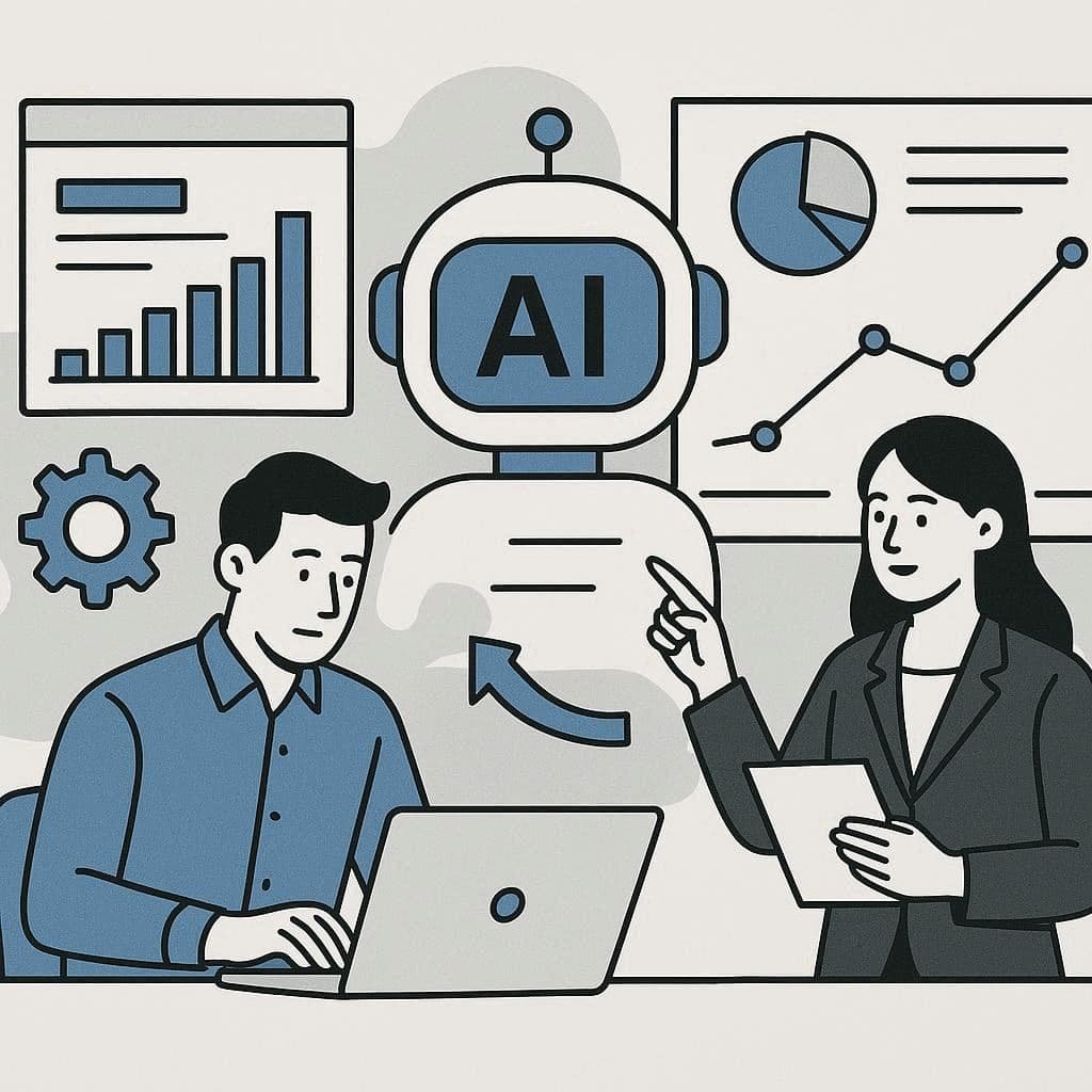 Equipe de negócios usando Gemini AI Google para análises e automação de tarefas