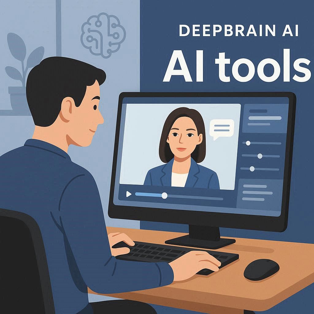 Usuário criando vídeo com avatar no DeepBrain AI