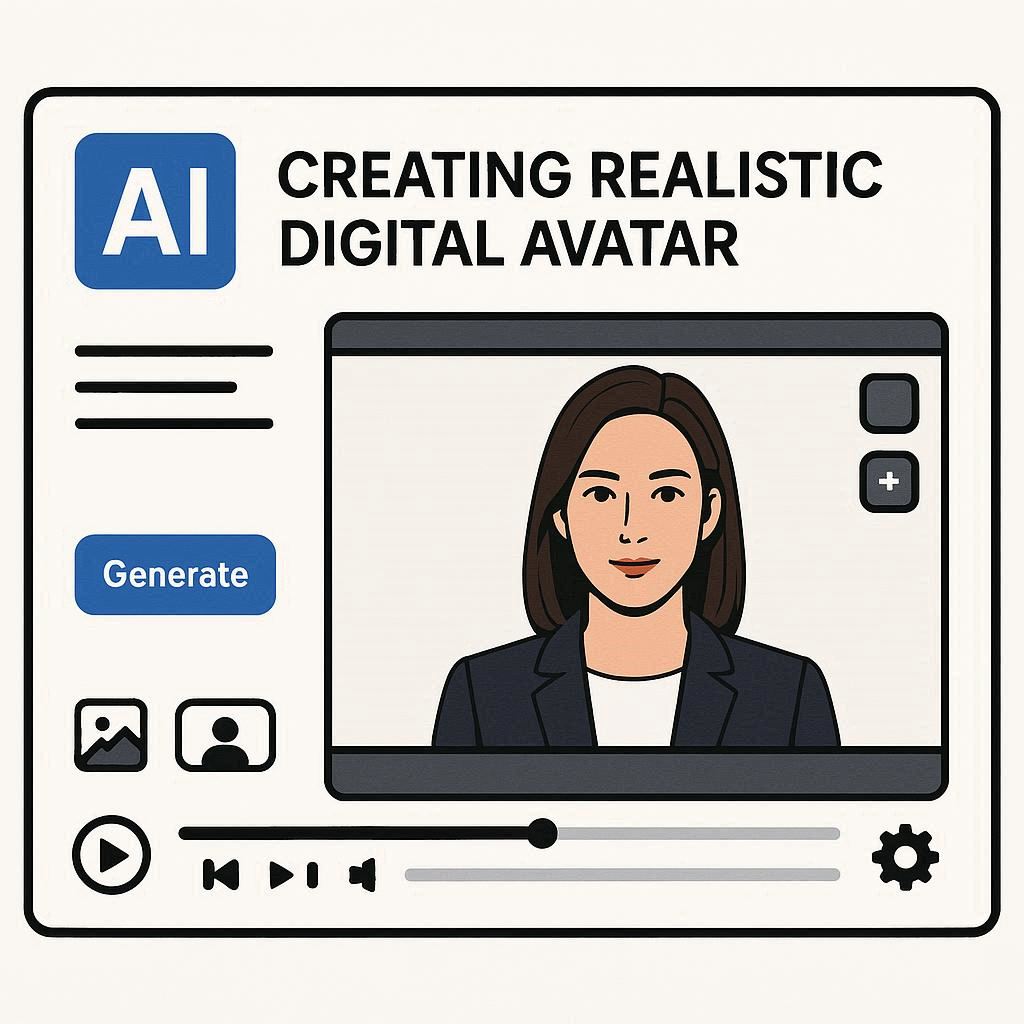 Interface do DeepBrain criando avatar digital falante