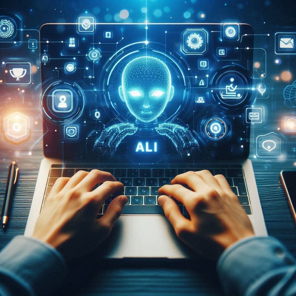 Painel com logos de ferramentas de IA como ChatGPT, Gemini, Leonardo AI e Udio.