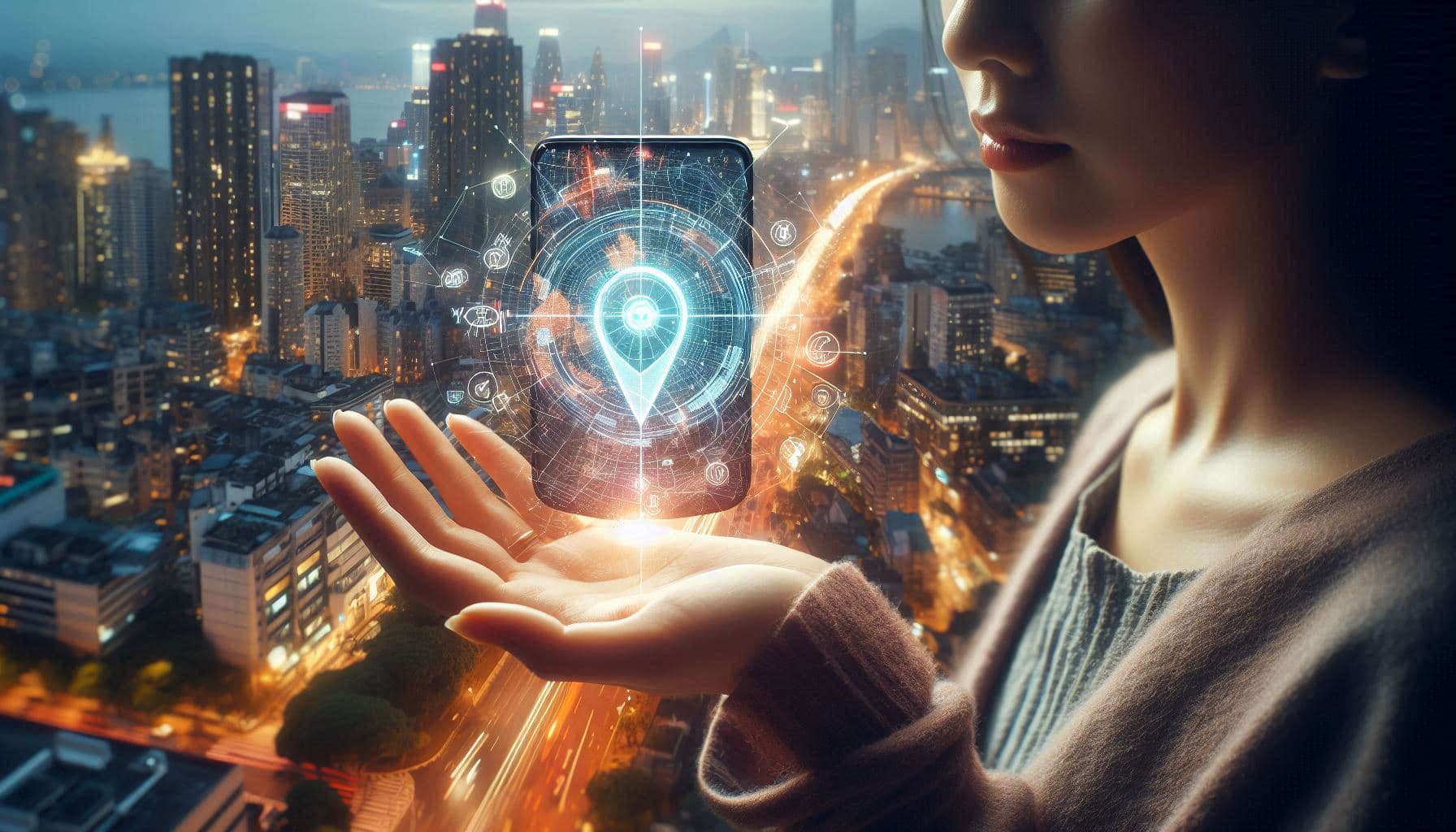 Usuário conversando com o Ai Pin preso à roupa, enquanto informações são projetadas em sua mão.