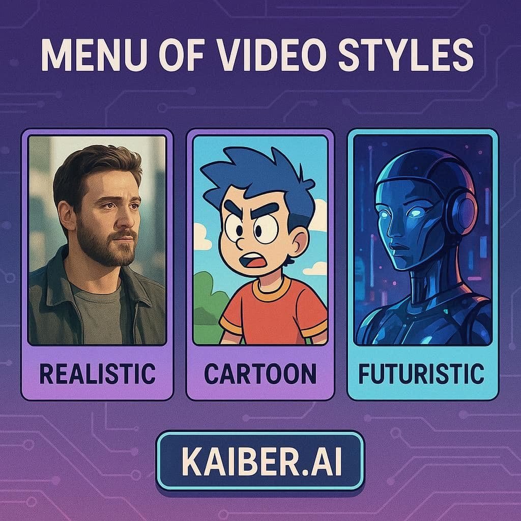 Kaiber AI aplicando diferentes estilos de arte em vídeos