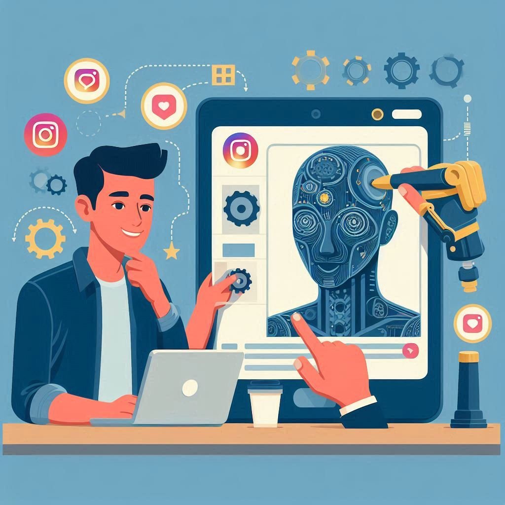 Pessoa criando conteúdo digital com apoio de ferramentas de inteligência artificial
