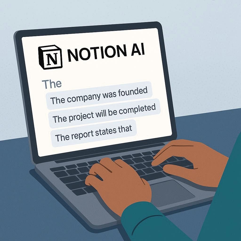Notion AI — inteligência artificial auxiliando na escrita de textos.