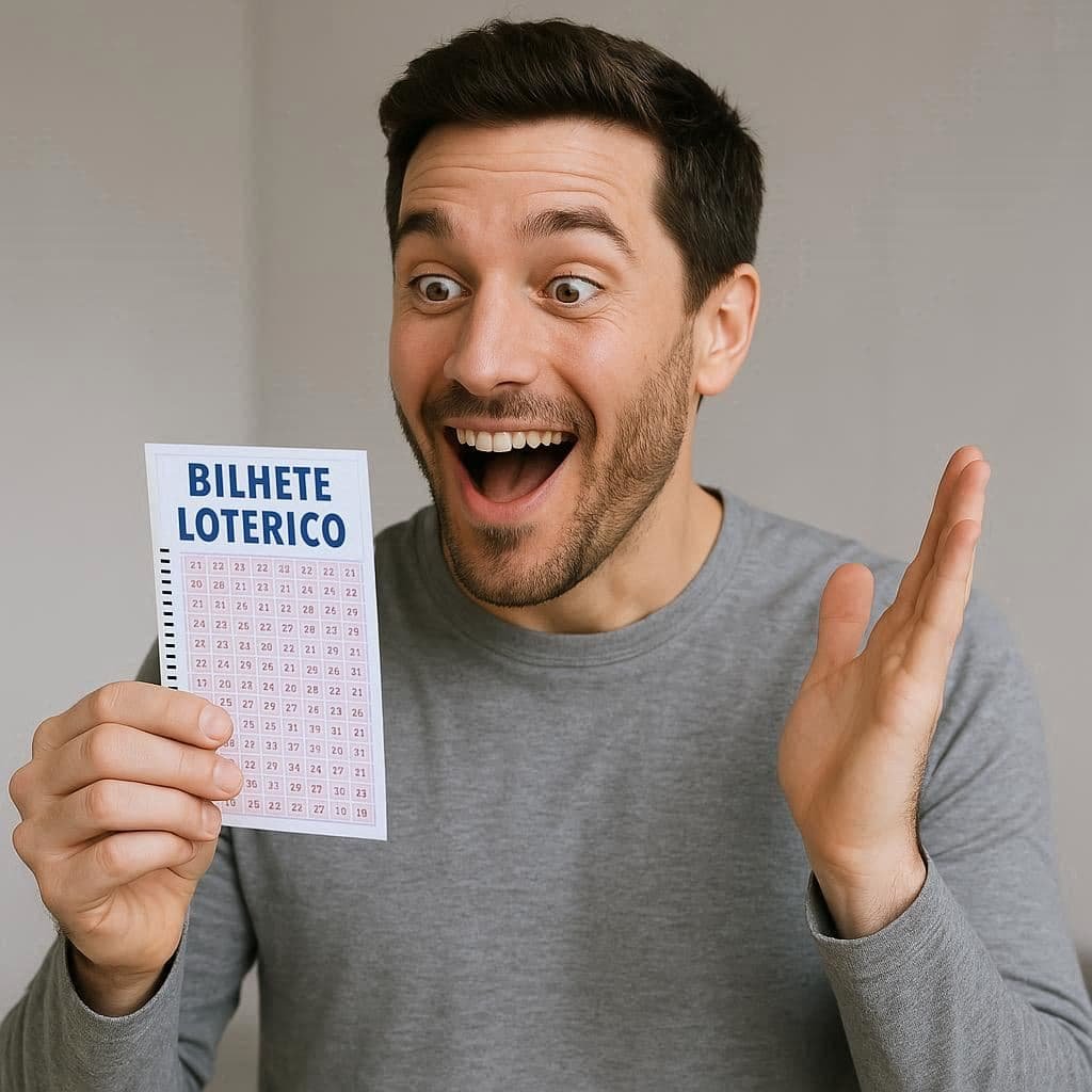 Pessoa comemorando números repetidos na loteria