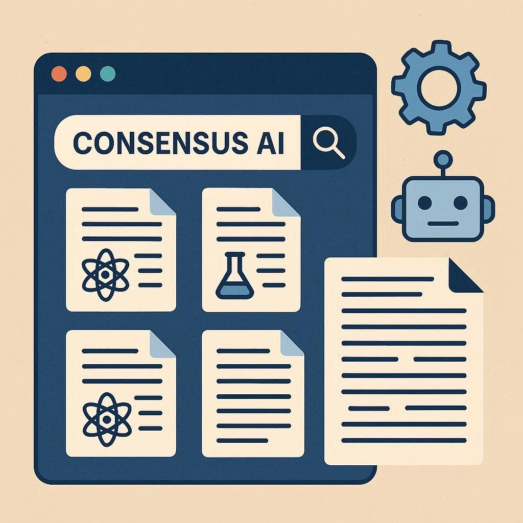 Consensus AI trazendo resultados de pesquisas científicas