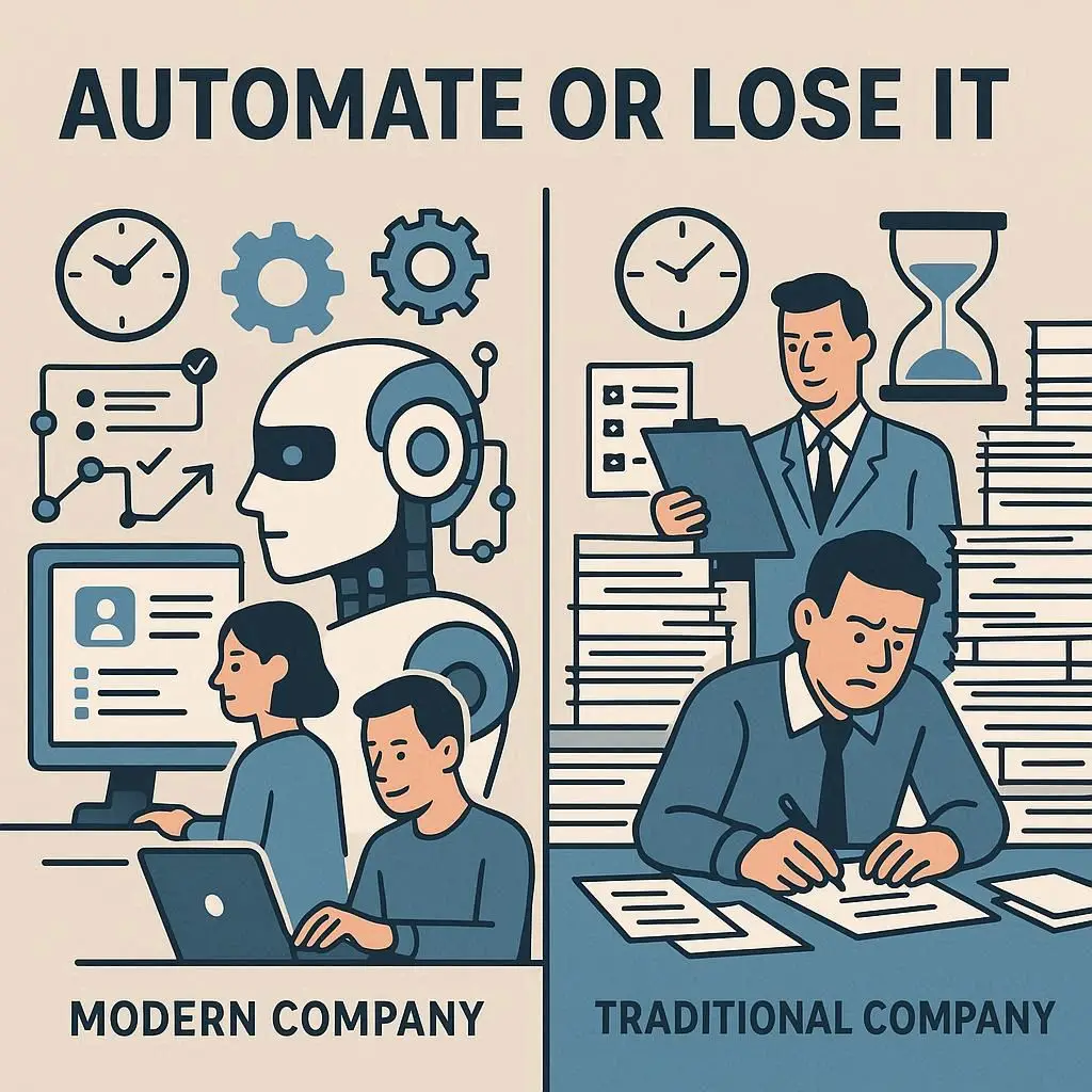 Comparação entre empresa automatizada e empresa tradicional