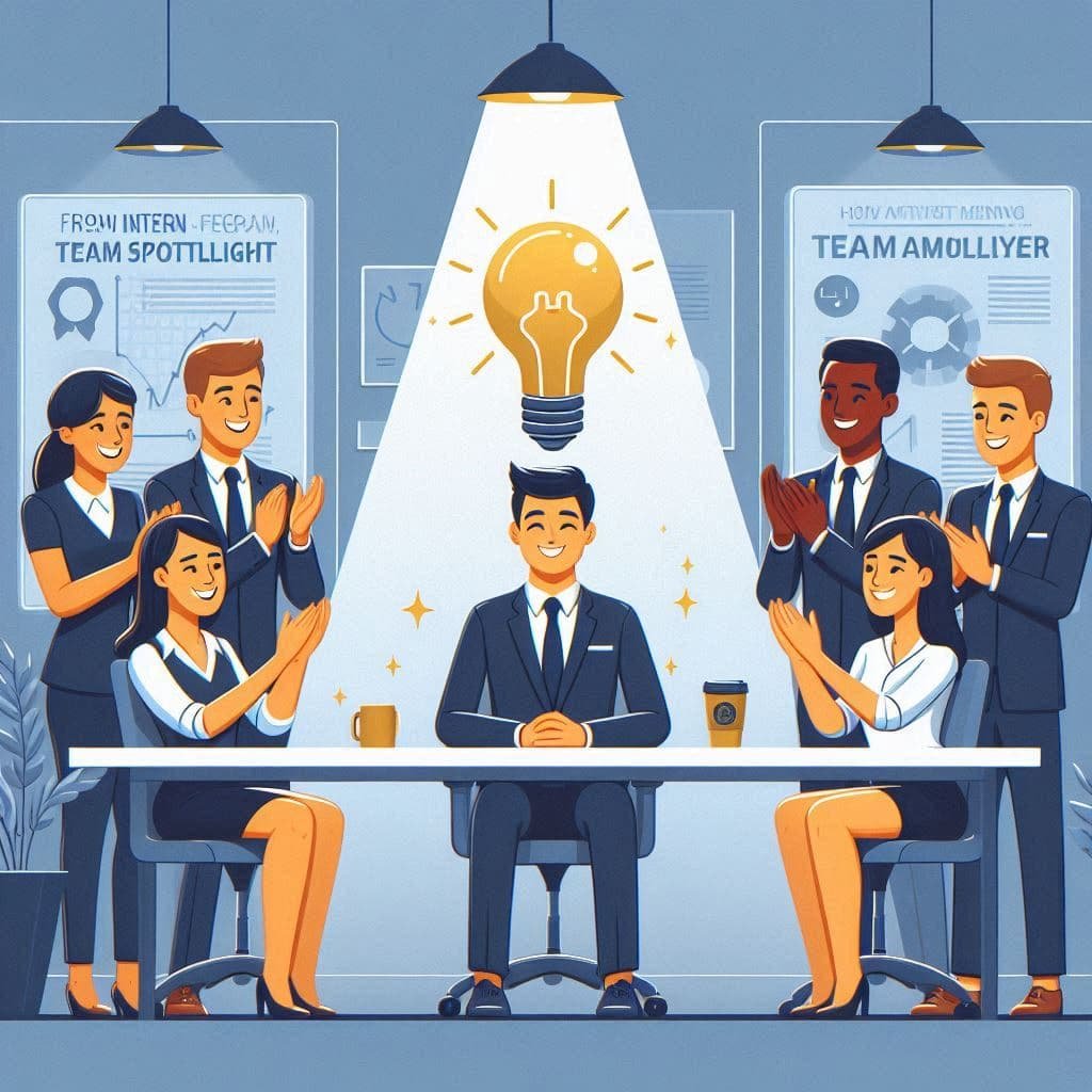 Colegas de equipe aplaudindo um profissional reconhecido pelo bom desempenho com IA
