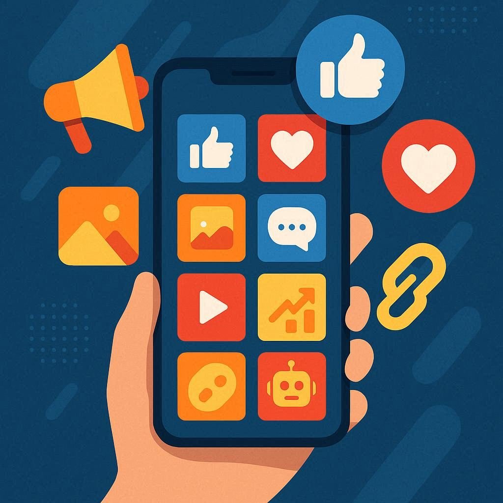 Redes sociais exibidas em smartphone como tendência digital