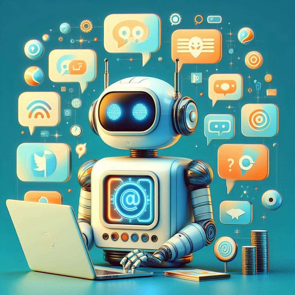 Robô simpático representando um assistente virtual inteligente.