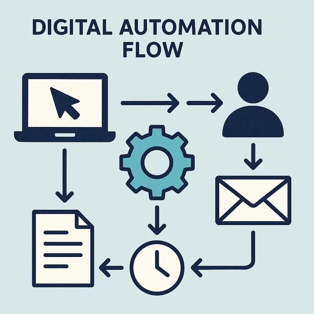 Fluxo simples representando automação de tarefas