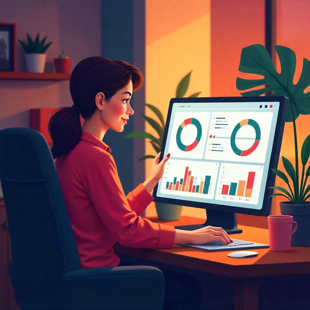 Pessoa confiante observando uma interface de IA amigável e luminosa, simbolizando o uso ético e responsável da tecnologia.