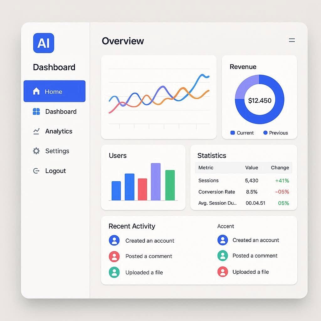 Dashboard criado por IA que cria apps completos no Dualite