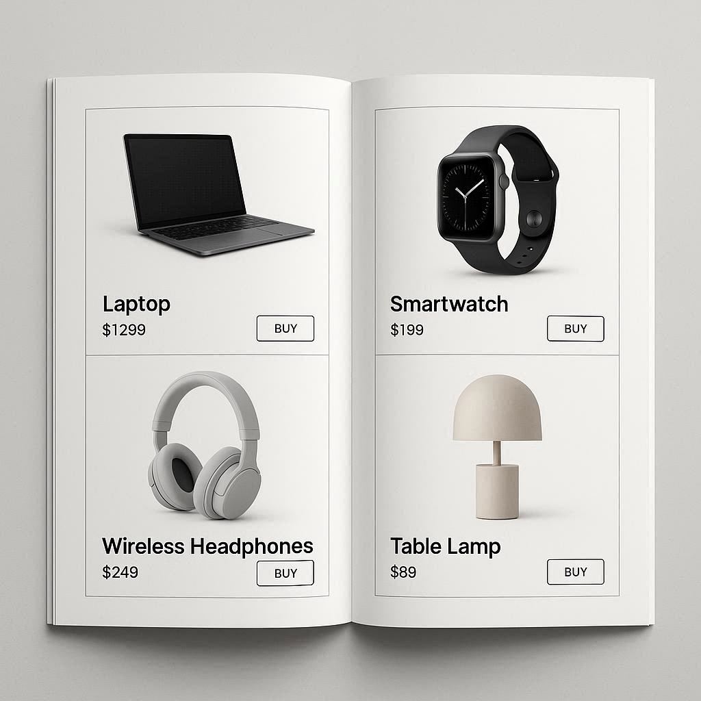 Catálogo de produtos no formato de flipbook interativo