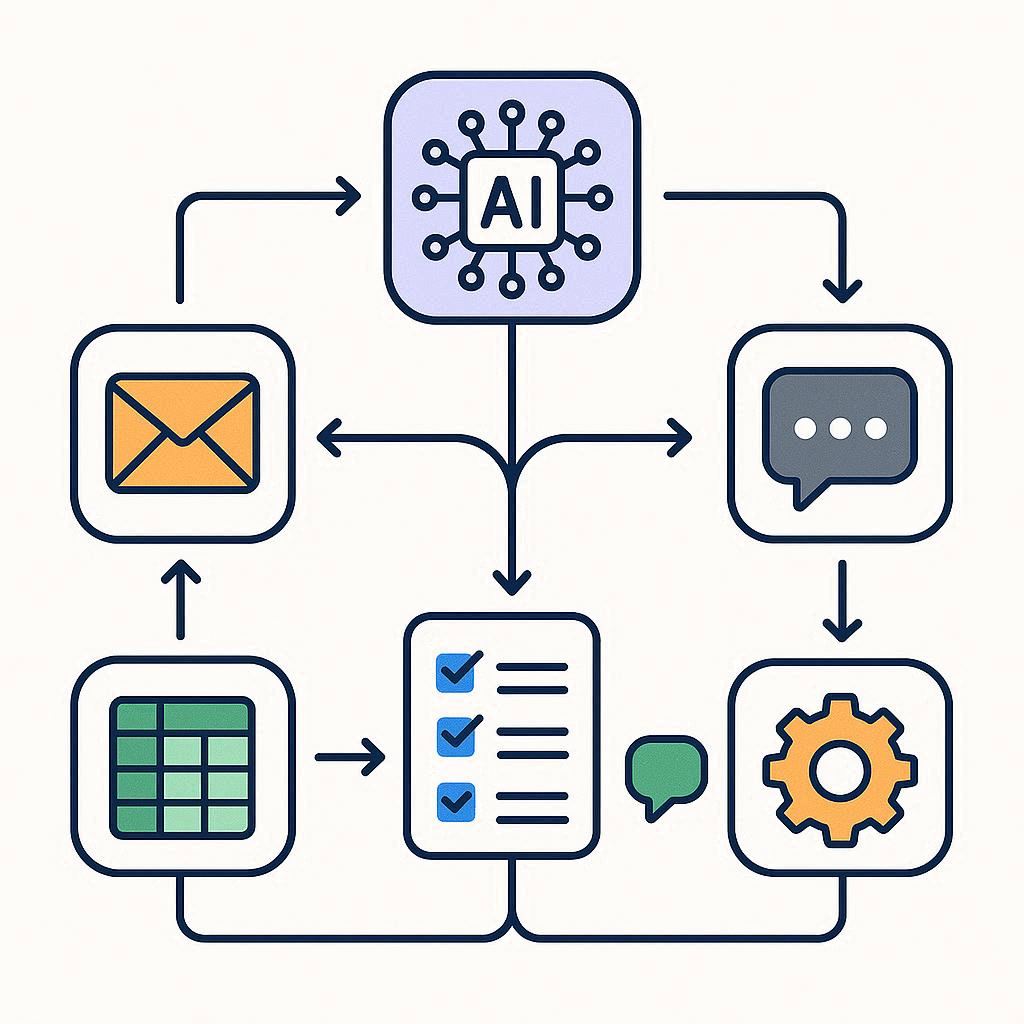 diagrama de automação que economiza tempo no trabalho