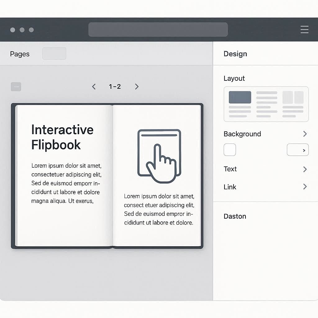 Editor de flipbook interativo com opções de design abertas