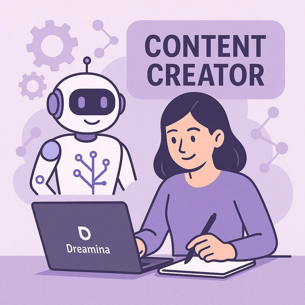 Criador de conteúdo usando Dreamina IA para gerar imagens