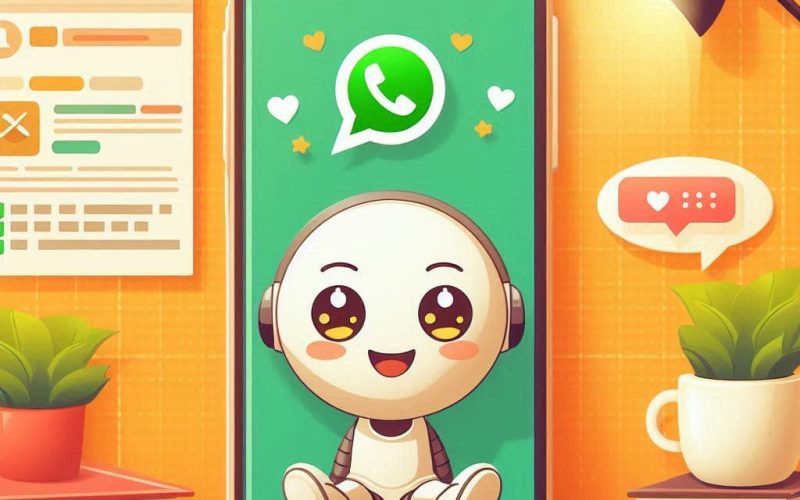 Chatbot no WhatsApp atendendo cliente com balões de mensagem