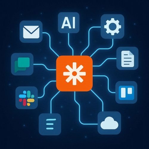 O Zapier integra ferramentas como e-mail, planilhas e CRMs.