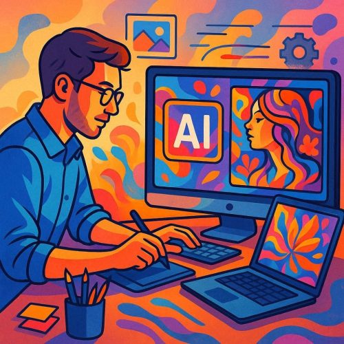 Pessoa criando padrões e ilustrações com Krea AI