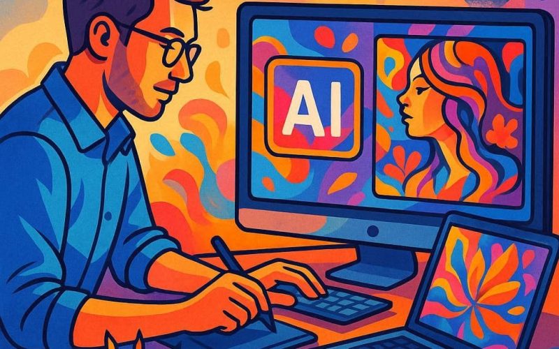 Pessoa criando padrões e ilustrações com Krea AI