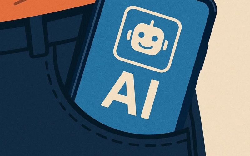 Smartphone exibindo ícone de inteligência artificial
