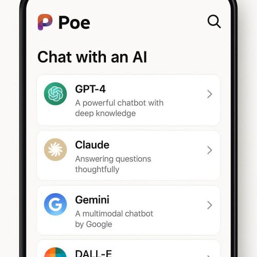 Interface inicial do Poe by Quora mostrando opções de chat com IA